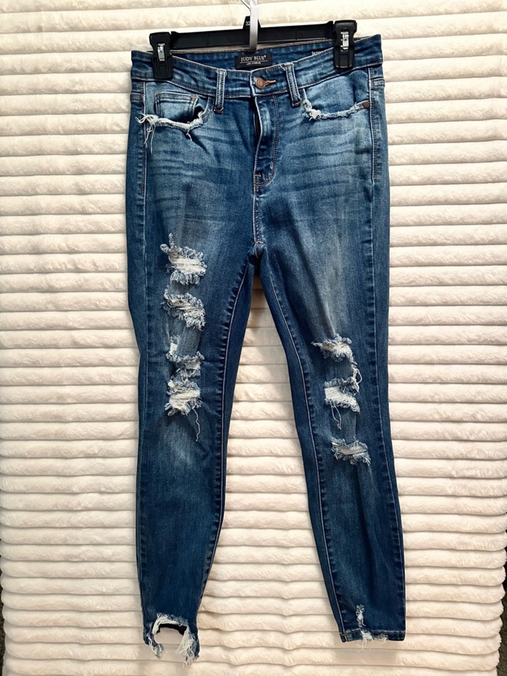 Judy Blue Distressed Medium Blue Skinny Jeans
